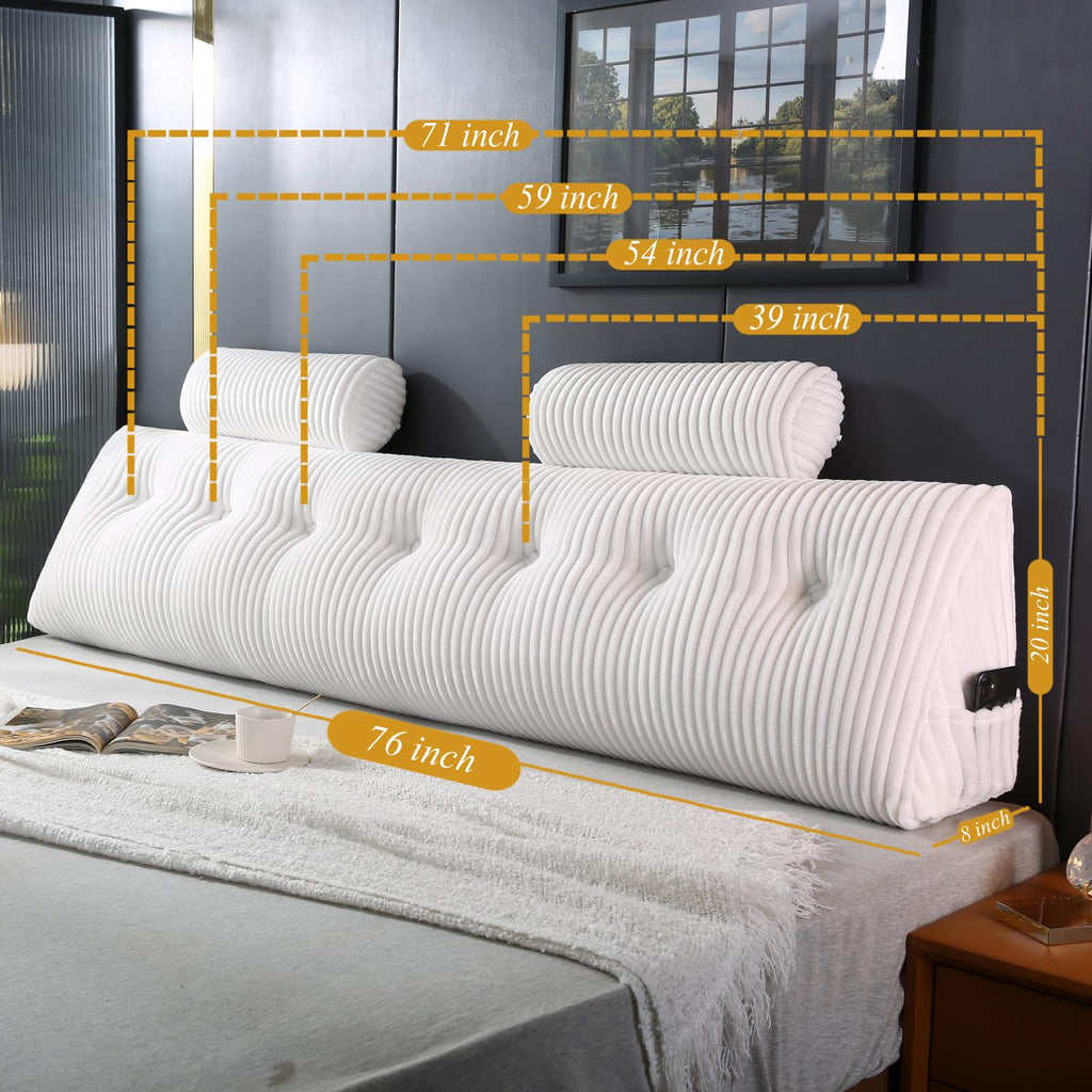 Poduszka klinowa do zagłówka z 2 poduszkami wałkami na szyję Duża poduszka klinowa do zagłówka Poduszka do czytania Miękka i wspierająca z zdejmowanym pokrowcem