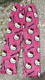 BIUGNVW Anime Pajamas Pants Women Cartoon Family Christmas Pajama Pants Kawaii Flannel Pajama Pants Pink XX-Large
