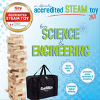 ジャイアントビル ジャイアントタンブリングティンバーおもちゃ - プレミアムパイン材の実物大ブロックタワー - 大きな床/ボード用屋内外ヤードゲーム 子供と大人向け - 56ピース＋持ち運び/収納バッグ付き - 4フィート以上に成長