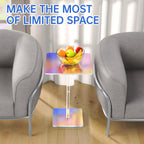 NiHome Square Iridescent Acrylic End Table for Small Spaces, Living Rooms, Bedrooms, Balconies, 0.3-Inch Thick Acrylic Coffee Table with Crystal Clear and Durable Design, 13.3"x13.3"x18.9" (1PC)