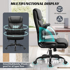Office Chair, Ergonomic Big and Tall Computer Desk Chairs, Executive Breathable Leather Chair with Adjustable Flip-up Armrests, Lumbar Support Swivel PC Chair with Rocking Function