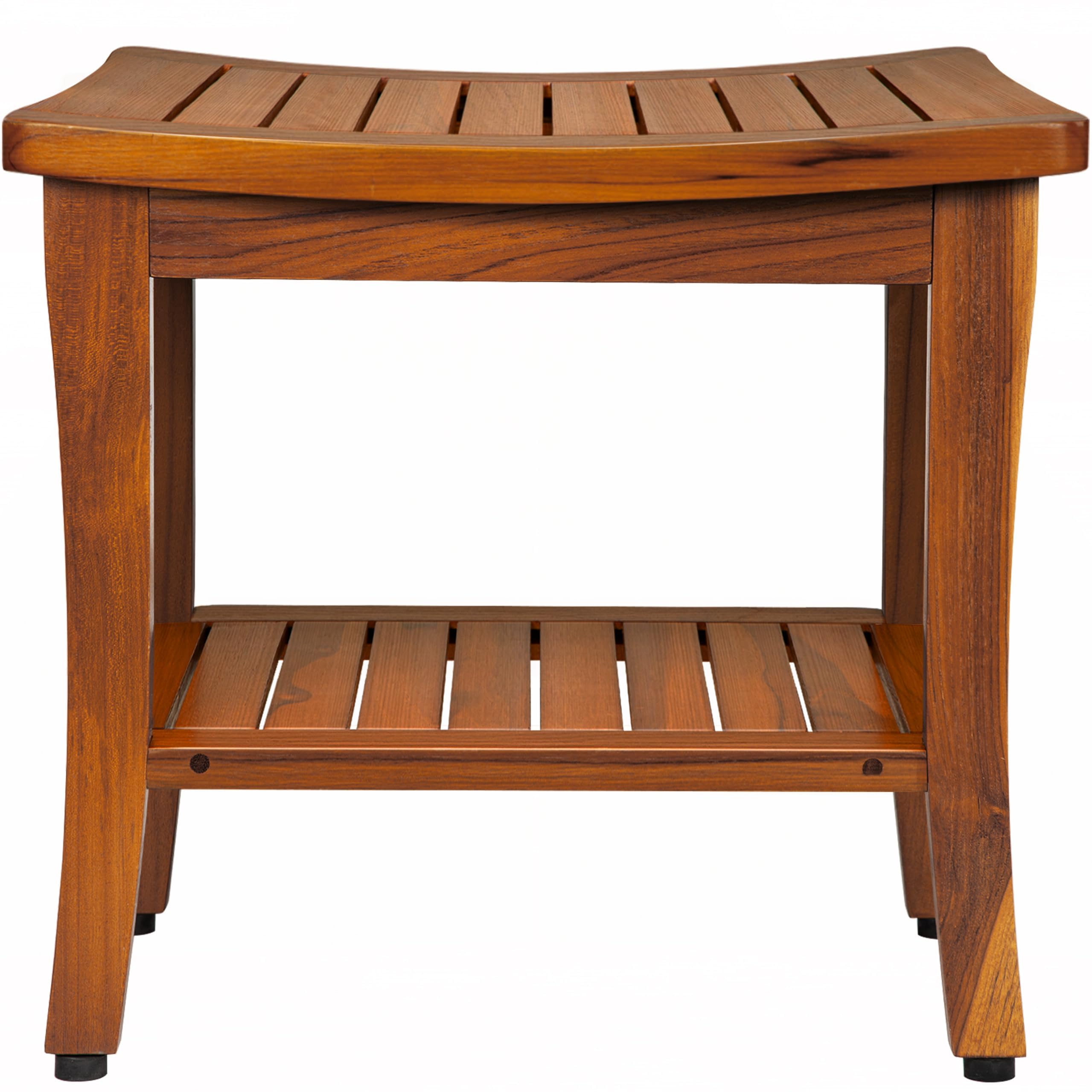 TEAKMAMA 20" Teak Shower Bench Waterproof Wooden Chair for Inside Use, Teak Shower Stool with Shelf for Bathroom, Durable Bath Bench for Elderly, Assembly Required