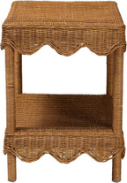 bali & pari Oteria Scalloped Natural Rattan Side Table, Light Honey