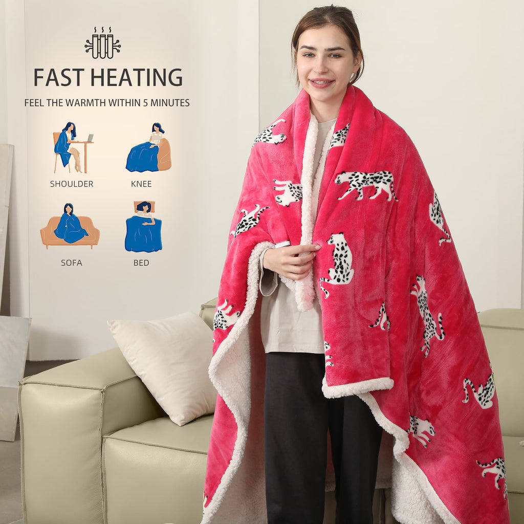 Coperta Elettrica Riscaldata Plaid con 5 Livelli di Riscaldamento e Spegnimento Automatico dopo 4 Ore, Plaid Riscaldato 50"x60" con Certificazione ETL e FCC per Casa e Ufficio, Lavabile in Lavatrice, Grigio Scuro
