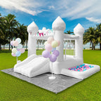 JIOJIOPLAY 9FT White Bounce House,Inflatable Toddler Bouncy House for 3-6 Age Kids Party Gift with Blower White Jumper Bouncy Castle Wedding Decorations for Outdoor Play Backyard - Grand Goldman