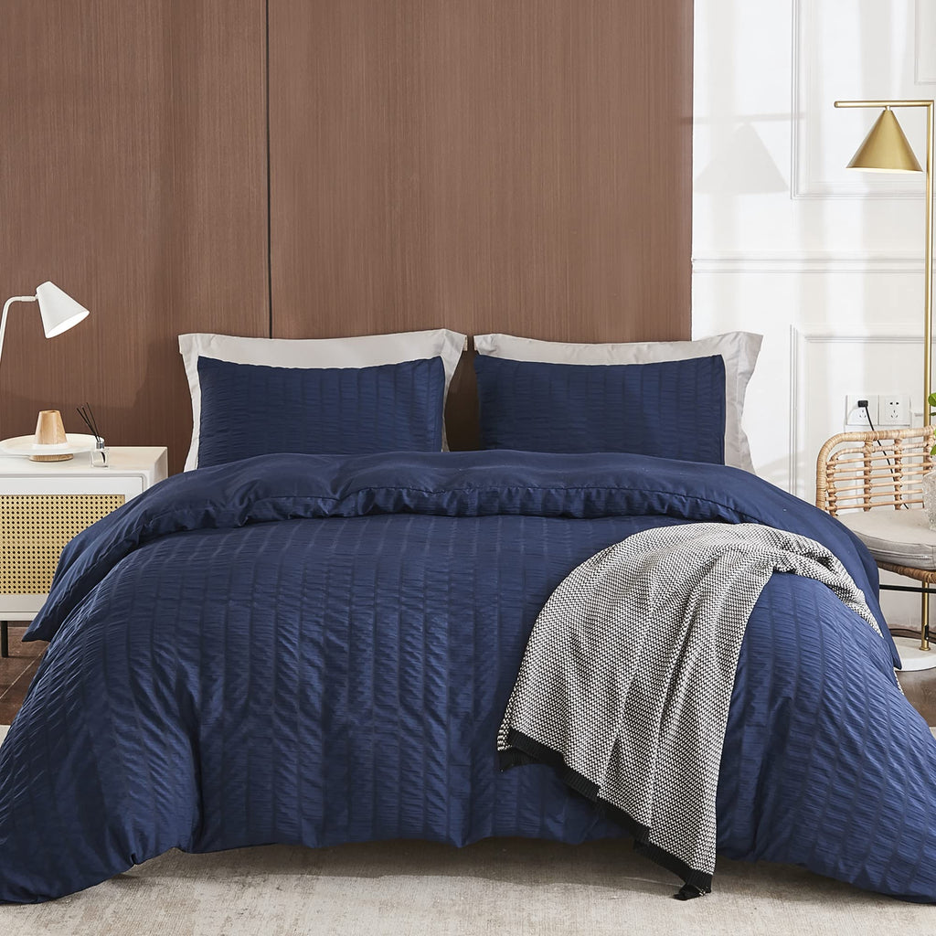 AveLom hvidt dynebetræk Queen (90 x 90 tommer)， 3 stykker (1 dynebetræk + 2 pudebetræk) Stribet lynlåslukning Hjørnebånd Blødt vasket mikrofiberdynebetræk til mænd, kvinder