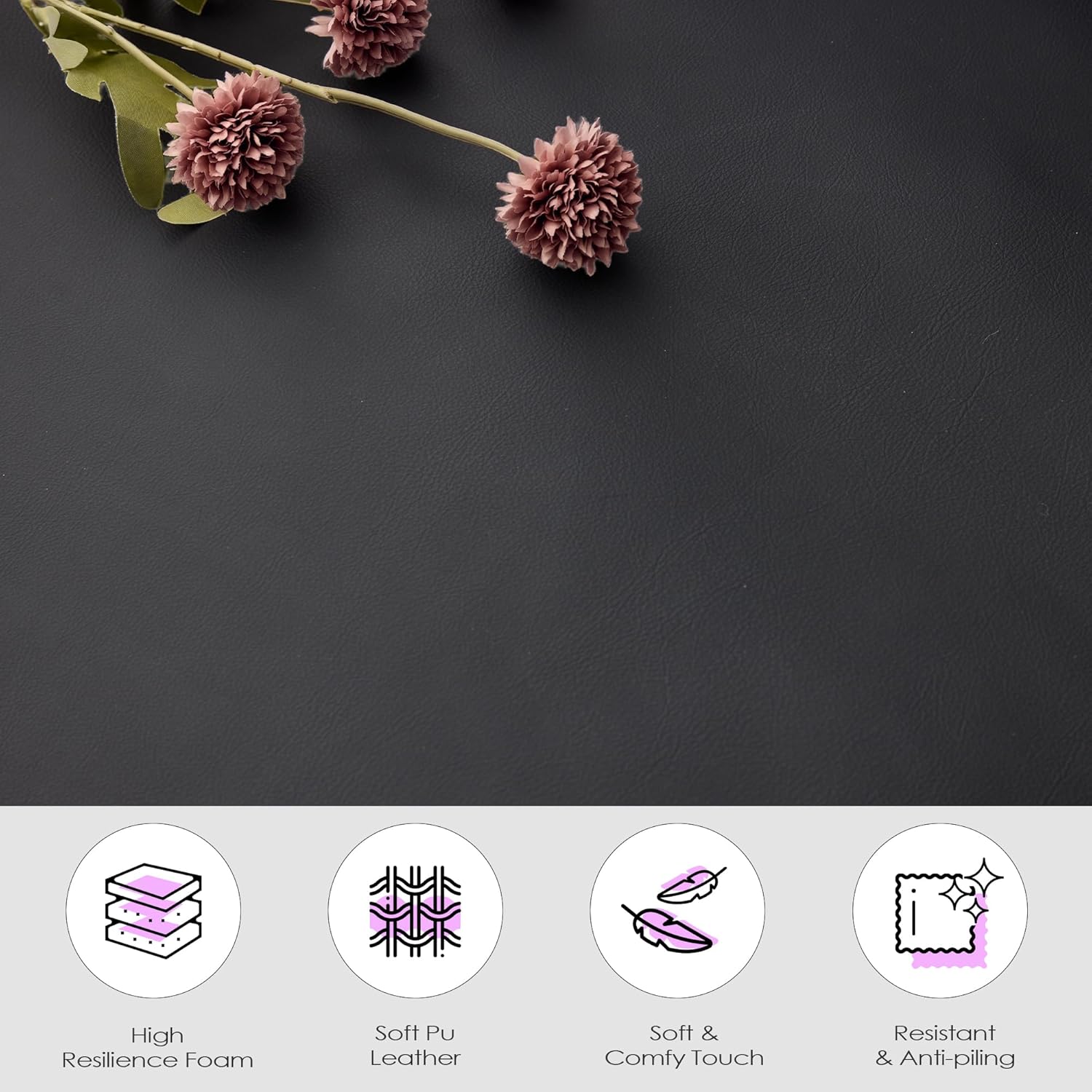 TYBOATLE 122'' Sofa Set for Living Room, Black Leather Sectional Couch with Chairs, Comfy Cloud Couch w/Adjustable Wider Armrest, Deep Seat Upholstered Modular Sofa for Office, Studio, Appartment