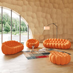 JACH Bubble Sofa Curved Couch Set, Comfy Upholstered Sofa, Mesh Fabric 3D Honeycomb Shape Modern Couches for Living Room, Apartment (Orange, 1 Seater, 2 Seater, 3 Seater, Ottoman)