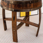 Whiskey Barrel Table,Farmhouse Wine Barrel Bourbon Accent Decor Furniture,Handcrafted Oak Side Table Round Wood End Table 24" Rustic Brown Coffee Table