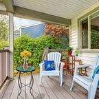 VCUTEKA Patio Side Table Outdoor Accent Table Bistro Coffee Table Plant End Table Small Porch Table Indoor Round Glass Balcony Plant Table Stands Peacock