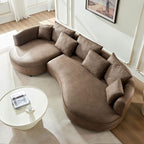 Modern 5 Seats Curved Sofa Oversized Half-Moon Sofa&Couch, Beautiful Freestanding Sofa Comfy Teddy Fleece Boucle Leisure Sofa Couch with 4 Big Pillows for Home Office Apartment Living Room