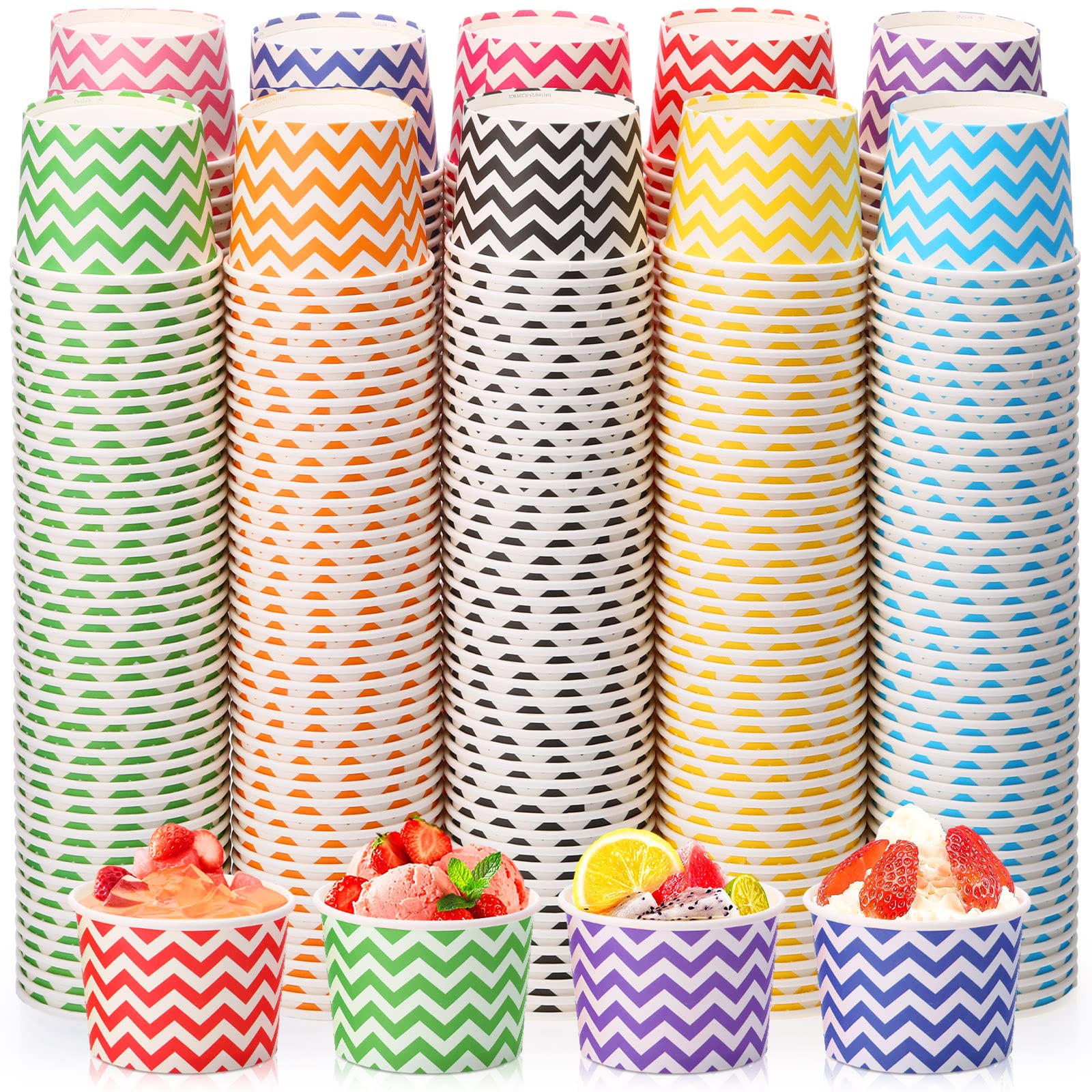 500 Pack Paper Ice Cream Cups 8 oz Ice Cream Sundae Cups Bulk Disposable Dessert Bowls Treat Snack Cups Frozen Yogurt Cup for Hot or Cold Food Soup Fruits Birthday Bar Party Supplies, 10 Colors