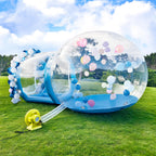 10FT Inflatable Bubble House Dome for Kids, Clear PVC Inflatable Bubble House Tent with Tunnel, Bubble Balloon House with 750W Air Blower, 600W Air Pump Inflatable Dome for Party (Blue, 10FT)