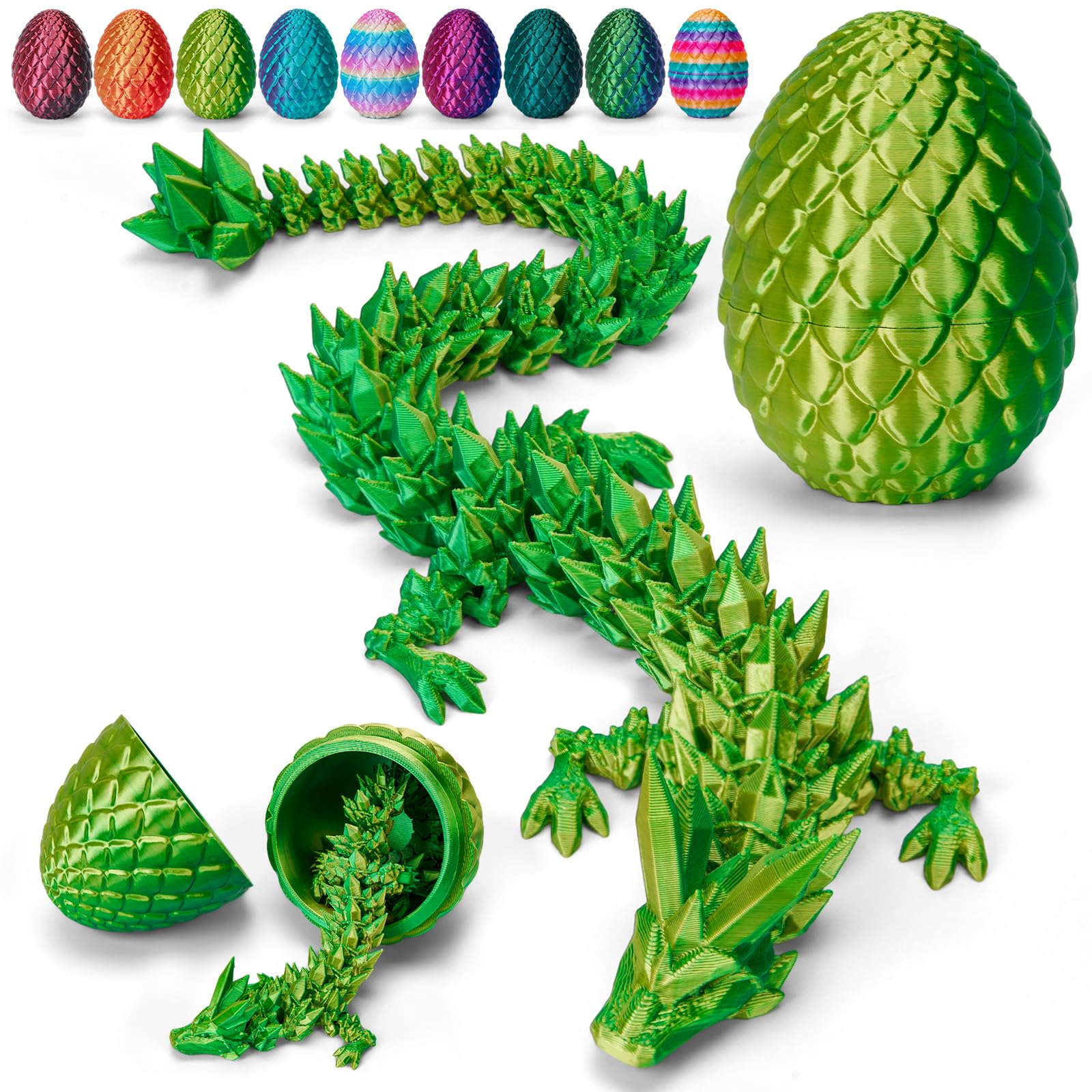 TBOLINE 3D Printed Easter Dragon Egg - Perfect Basket Essentials Stuffers, 4 Pack Prefilled Easter Eggs Filled with Toys, Small Articulated Crystal Animals Fidget Toy for Kid (4PCS1)
