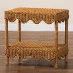 bali & pari Oteria Scalloped Natural Rattan Side Table, Light Honey
