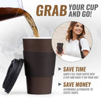 Promora 12 oz Brown Disposable Coffee Cups with Lids & Sleeves, Hot Coffee Cup Sleeves Disposable, Premium Insulated To Go Coffee Paper Cups with Lids & Sleeves (12 oz, Pack of 80) Brown and Black