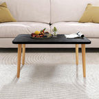 Square Coffee Table Low Table with 4 Solid Wood Sturdy Legs, Floor Table Desk for Sitting on The Floor, Storage and Living Room Furniture (Black)