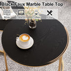 VILAWLENCE Coffee Table Nesting Set of 2 Round End Table Accent Side Stacking Tables Black Wood with Sturdy Metal Frame, Modern Living Room Table Sets Industrial Nightstand