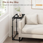 Vagusicc C Shaped End Table, 33"Tall Side Table for Couch, C-Table Sofa Table Adjustable Height Side Table, Large Surface Slide Under Couch Table, Coffee Table TV Tray for Living Room, Bedroom, Black