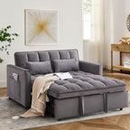 3 in 1 Sleeper Sofa Bed,Velvet Convertible Sofa Bed Pull-Out Bed Couch With Side Pockets,55'' Loveseat Sleeper Sofa with Adjustable Backrest for Living Room,Bedroom,Apartment and Small Space,Black