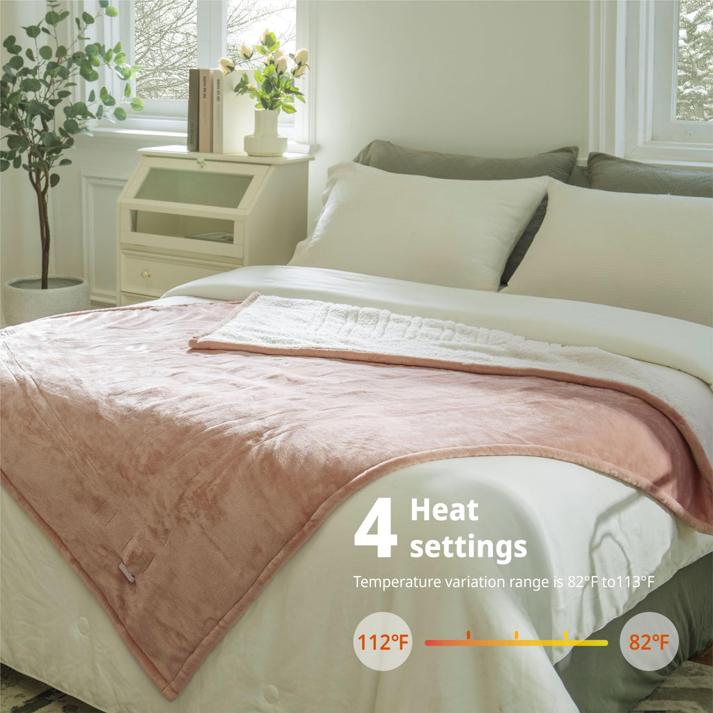 Opvarmet tæppe 50" x 60" - Opvarmet tæppe med 5 varmeniveauer og 3 timers automatisk slukning, maskinvaskbar, ETL &amp; FCC-certificering, overvarmebeskyttelse (Racoon) 