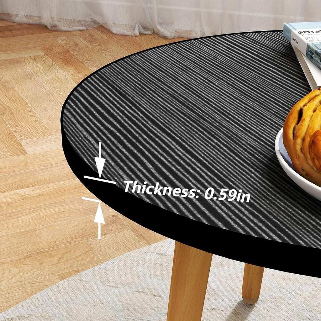 Round Coffee Table Low Table with 3 Solid Wood Sturdy Legs, Floor Table Desk for Sitting on The Floor, Storage and Living Room Furniture (Black)