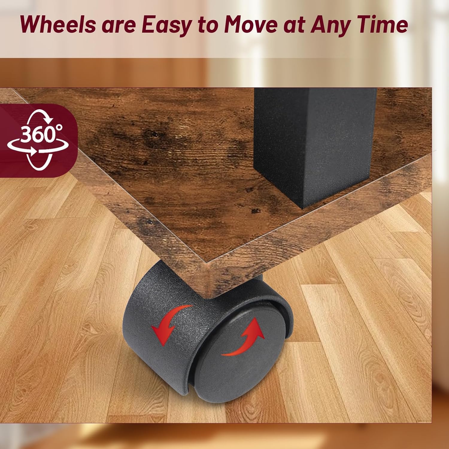 Side Table with Charging Station and Drawer, Narrow End Table with USB Ports and Outlets for Small Space, Living Room, Bedroom and Office, with 4 Wheels (1, Rustic Brown + Black)