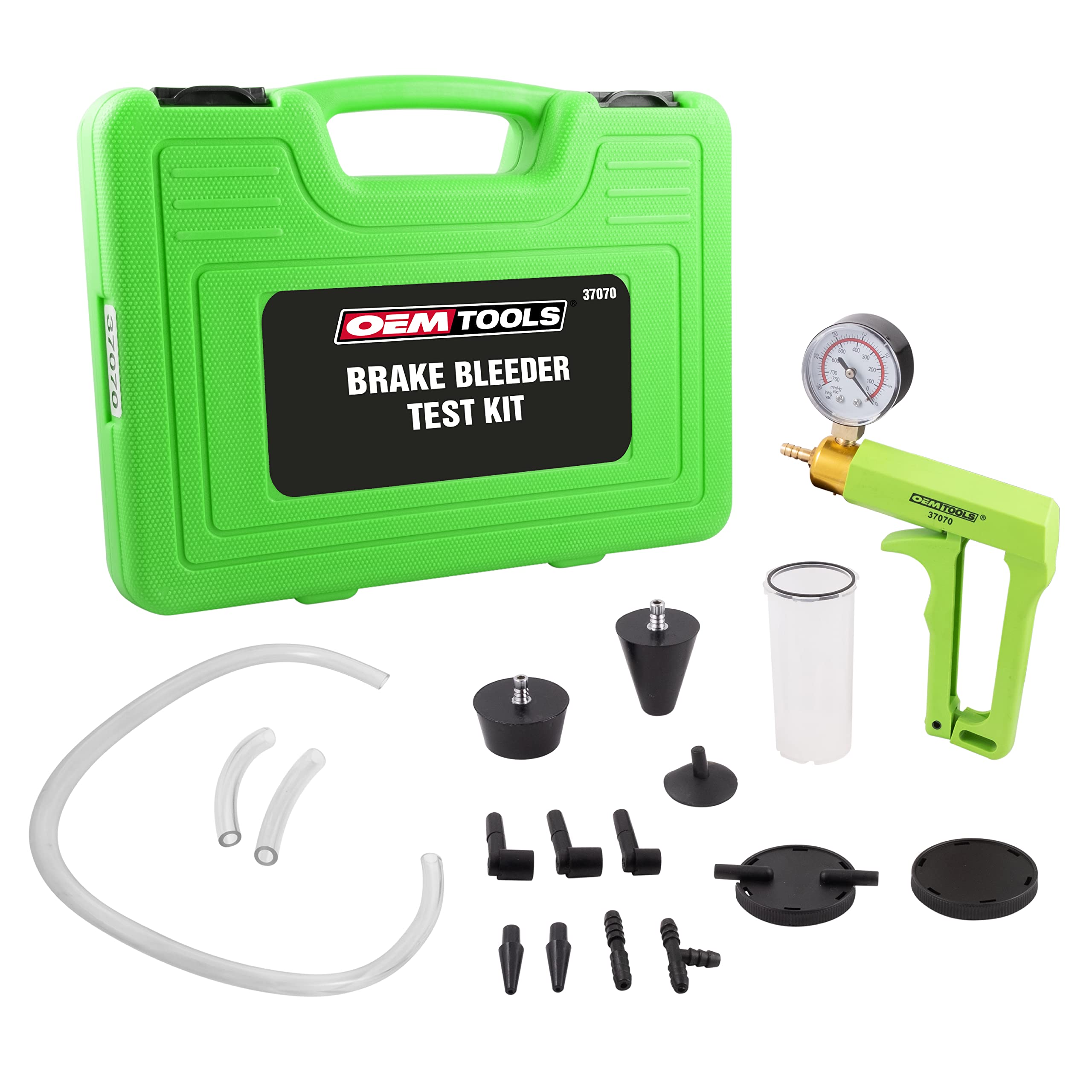 OEMTOOLS 25036 Bleed-O-Matic One-Man Brake Bleeder Kit, Featuring An Opaque Brake Bleed Bottle / Transparent Hoses and Tapered Fittings, No Mess Brake Fluid Bleeding , Multi color(Packaging May Vary)