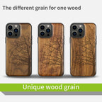 Carveit Magnetic Wood Case for iPhone 13 Pro Max [Hard Real Wood & Soft TPU] Shockproof Hybrid Protective Cover Unique & Classy Wooden Case Compatible with MagSafe (Eternal Tree Carving-Walnut)