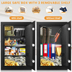 4.1 Cuft Fireproof Safe For Home Documents, Safe Box Fireproof Waterproof, Security Document Safes With Keypad Key Lock, Silent Mode, Removable Shelf, Large Digital Combination Safe For Money Jewelry