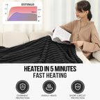 Coperta Elettrica Riscaldata Plaid con 5 Livelli di Riscaldamento e Spegnimento Automatico dopo 4 Ore, Plaid Riscaldato 50"x60" con Certificazione ETL e FCC per Casa e Ufficio, Lavabile in Lavatrice, Grigio Scuro