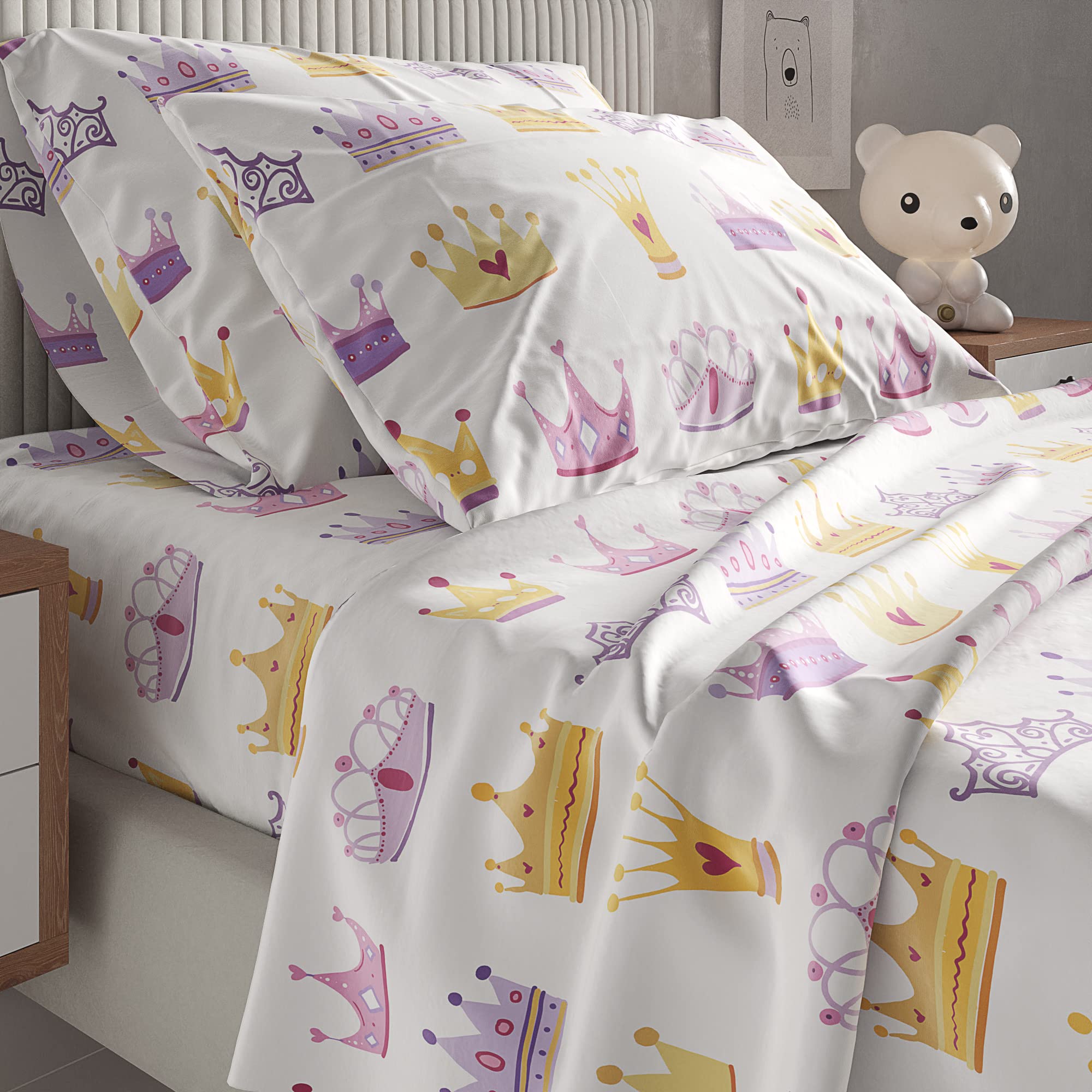 Kids Princess Full 4 Piece Sheet Set - Boys, Girls, Teens, Toddler - Easy Fit Deep Pockets - Breathable, Hotel Quality Bedding Sheets - Machine Washable - Wrinkle Free - Cute, Cozy, Soft - CGK Linens