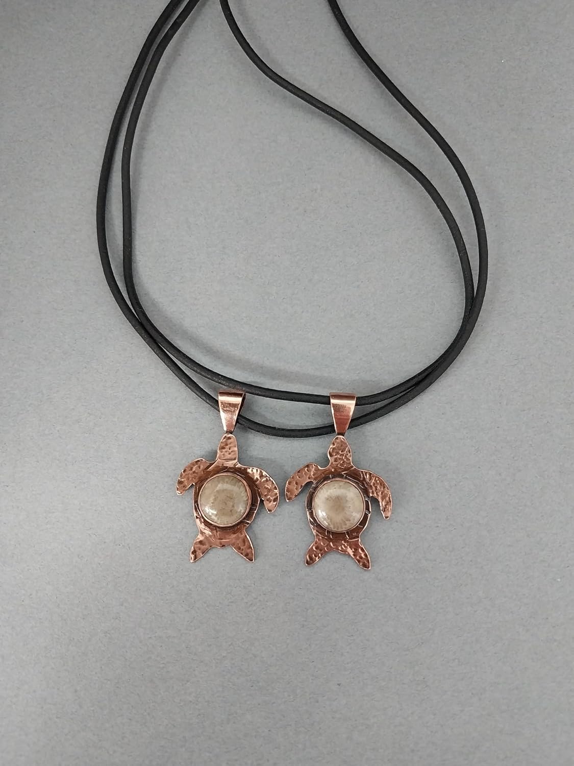 Petoskey Stone Necklace, Copper Petoskey Stone Turtle Pendant, Handmade in Wisconsin