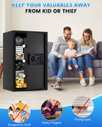 Cassaforte ignifuga da 3,0 Cuft per la casa, cassaforte ignifuga e impermeabile, cassaforte digitale per documenti con tastiera programmabile LCD, chiavi di riserva, avviso intelligente, grandi casseforti a combinazione per denaro, gioielli e contanti