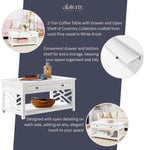 Coventry 36-Inch White Wood Coffee Table with Drawer & Open Shelf – Modern Accent Furniture for Living Room Storage & Décor by Alaterre Furniture
