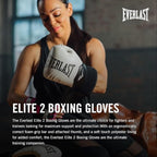 Everlast Elite 2 Boxing Gloves, Pro Training Gloves for Men and Women, Secure Fit Hook and Loop Closure & Ventilation, Heavy Bag & Speedbag Training.