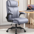 Office Chair, Ergonomic Big and Tall Computer Desk Chairs, Executive Breathable Leather Chair with Adjustable Flip-up Armrests, Lumbar Support Swivel PC Chair with Rocking Function