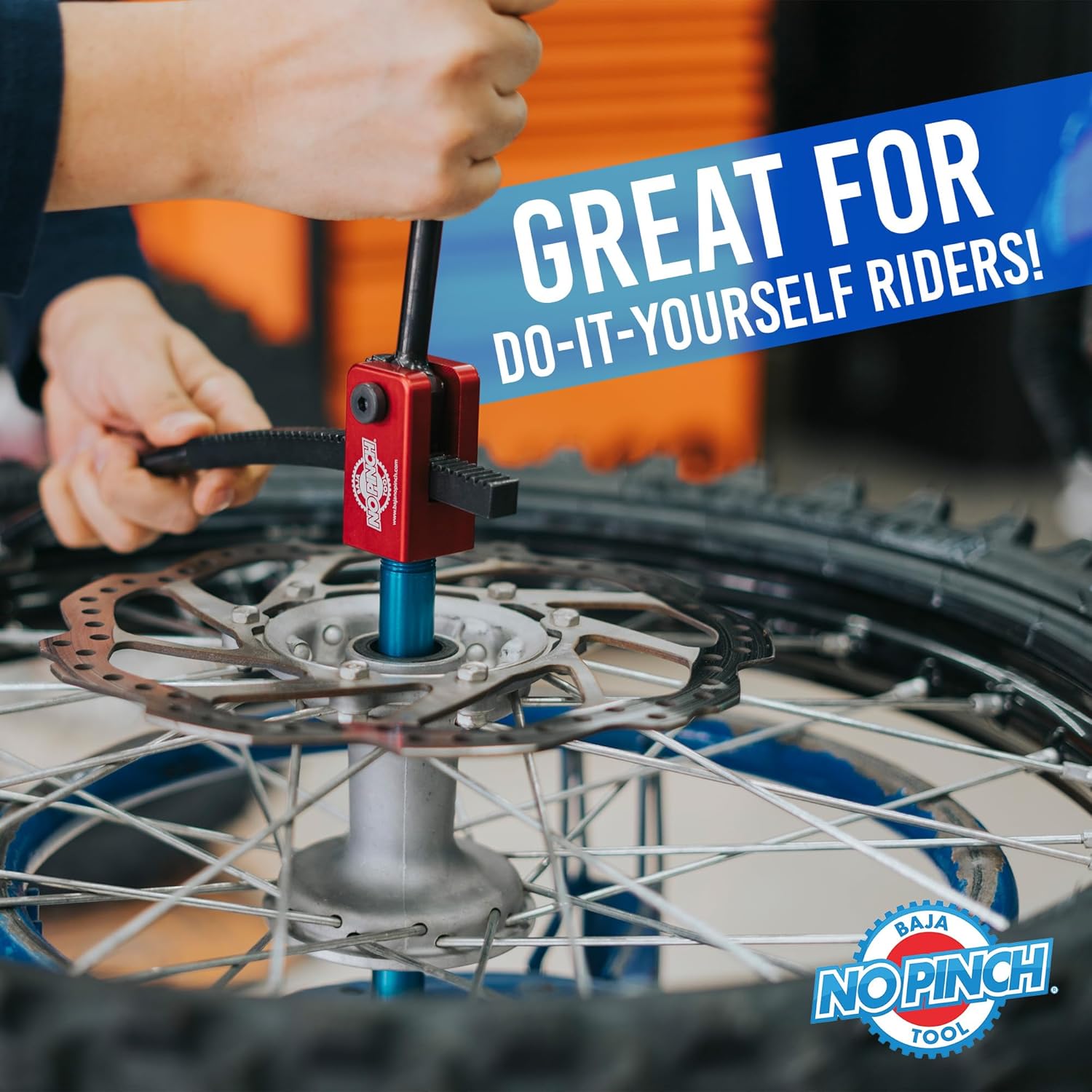 Baja No Pinch Tool Original Tire Changing Kit – Dirt Bike Tire Changing Tools for Enduro and Motocross – Compact Tool for 16" to 21" Wheels – Prevents Tube Pinching – Fits 20mm Axles