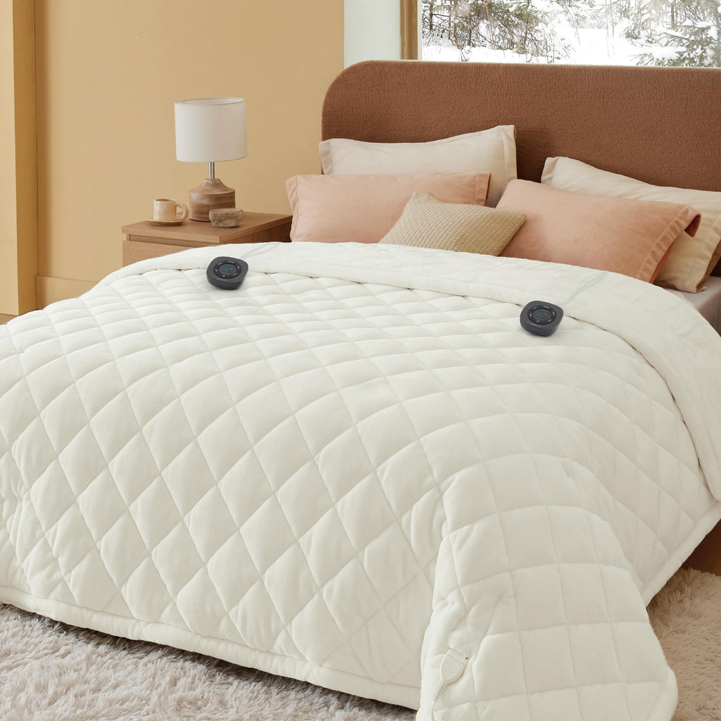 Bedsure Electric Blanket Queen Size - Dual Control Heated Blanket Queen, GentleSoft™ Fast Heating with 10 Time Settings & 10 Heat Settings, Warm Gift for Grandma (84x90 inches, Grey)