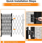 Single Foldable Security Gate 50" H x 75" W Aluminum Expandable Fence Portable Safety Barrier with Casters Retractable Driveway Gates 360°Rolling Barricade Gate Mobile Barricade Safety Barrier