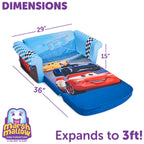 Meubles Marshmallow, canapé compressé en mousse 2-en-1 pour enfants à ouverture rabattable, Cars de Disney, multicolore