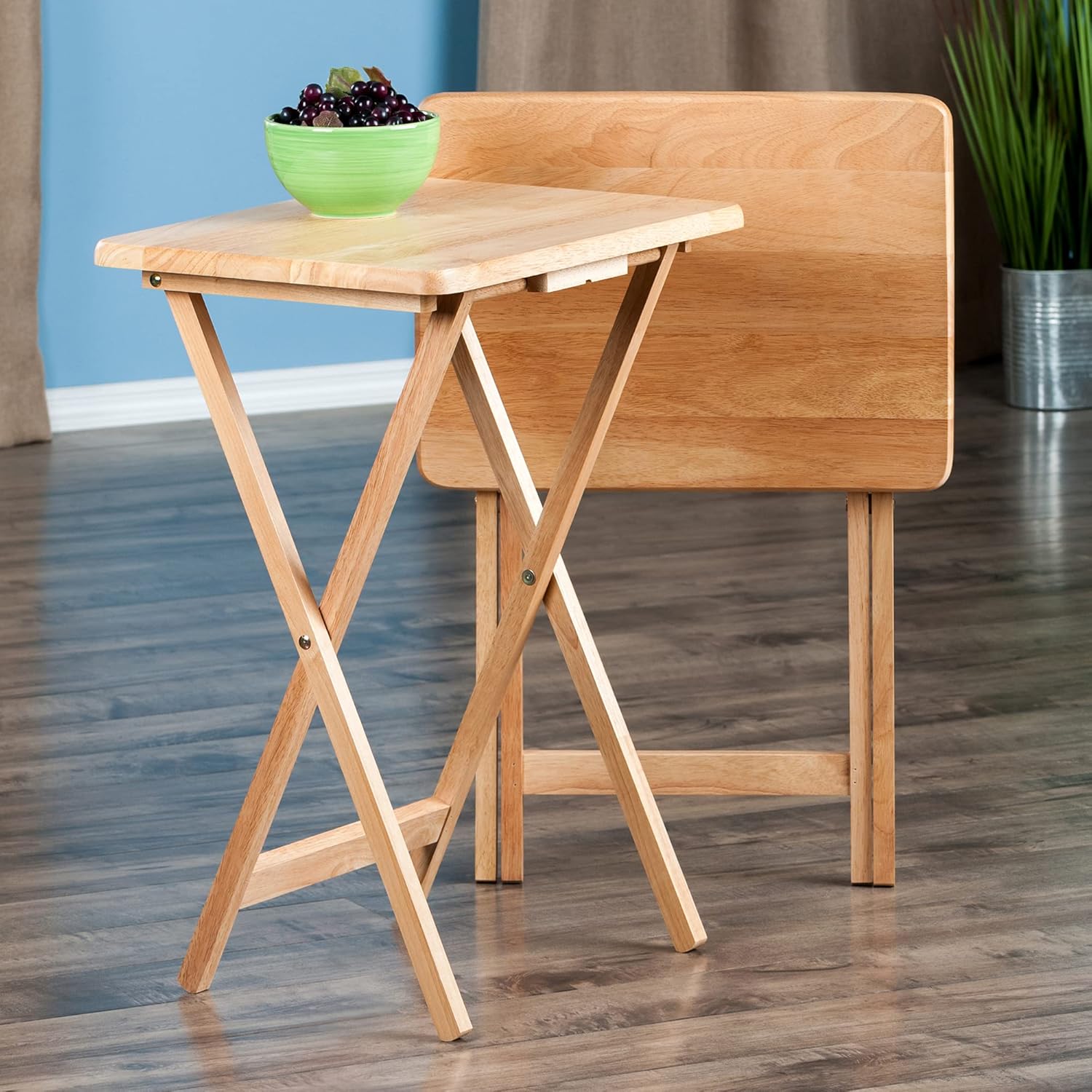 Winsome Alex Set of 2 Foldable Snack Tables, for Living Room, 26", Natural