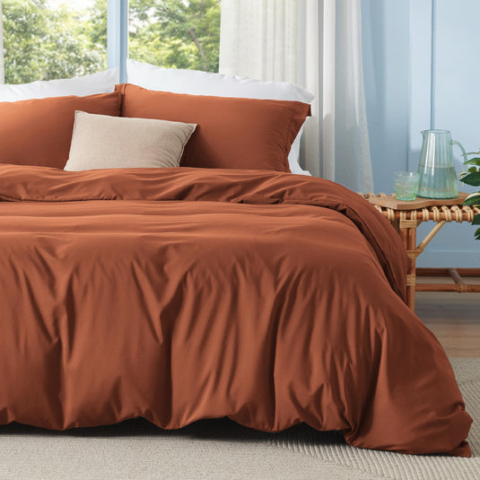 Bedsure Grey Duvet Cover Queen Size - Polyester & Rayon Derived from Bamboo Cooling Queen Duvet Cover Set, 3 Pieces, 1 Zipper Closure Duvet Cover (90"x90") & 2 Pillow Shams, Comforter Sold Separately