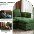 ELUCHANG 113" Modular Sectional Sofa, Comfy Cloud Couch, L Shaped Deep Seat Sofa Couches for Living Room, 4-Seater Modern Sofa with Movable Ottoman, DIY Combination - Chenille Green