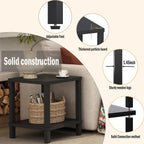 Large End Table Square Side Table Modern Sofa Table 20 Inch Industrial Coffee Table NightStand with 2-Tier Storage Shelf for Living Room Bedroom Black MLBZ06B