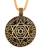 HAQUIL Seal of Solomon Necklace, Stainless Steel 12 Constellations Hexagram Six Pointed Star Protection Amulet Talisman Pendant, Jewish Jewelry Gift