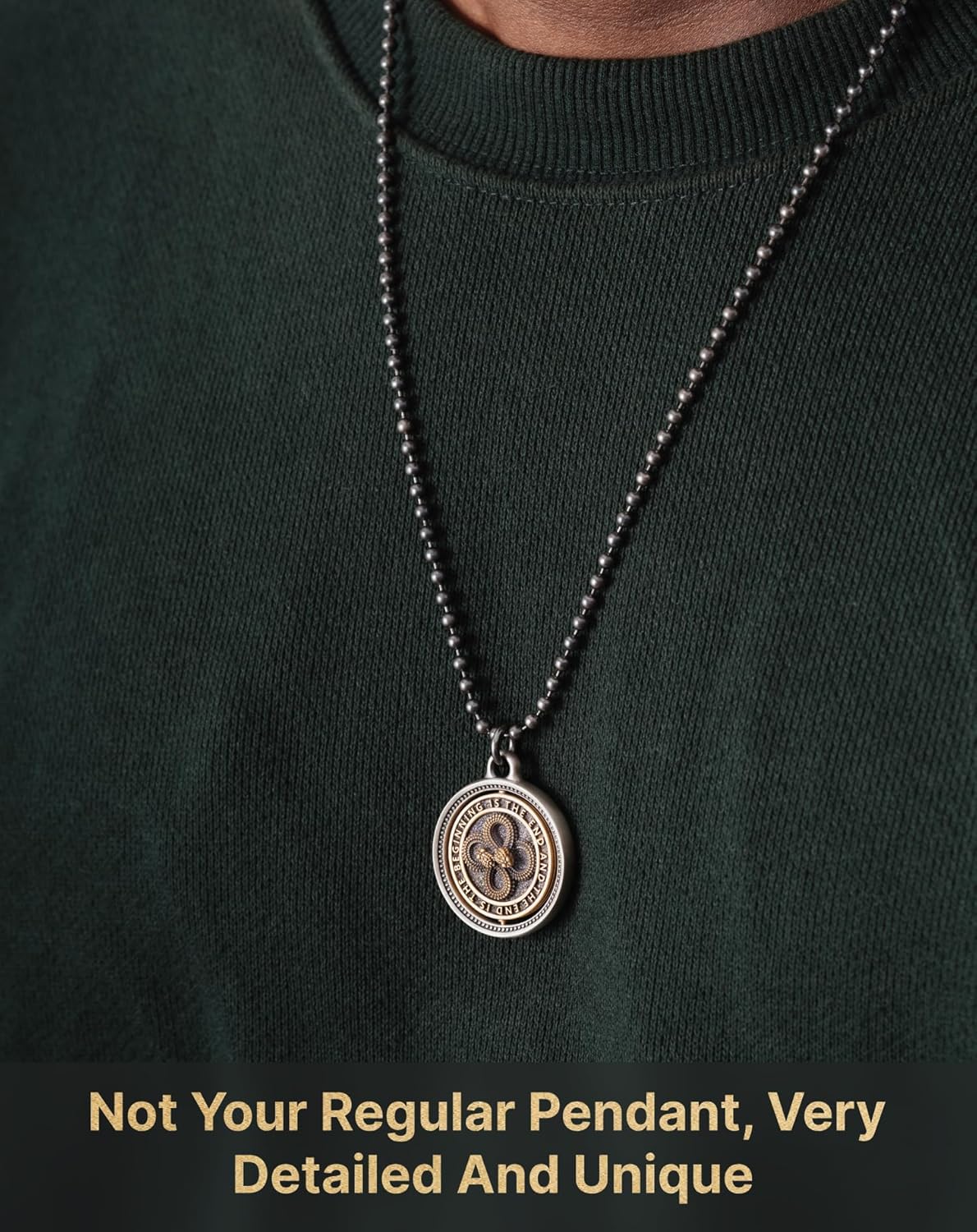 COPPERTIST.WU Rotatable Double Ouroboros Pendant Necklace Snake Charm Jewelry Gifts for Men Women, Brass&White Bronze