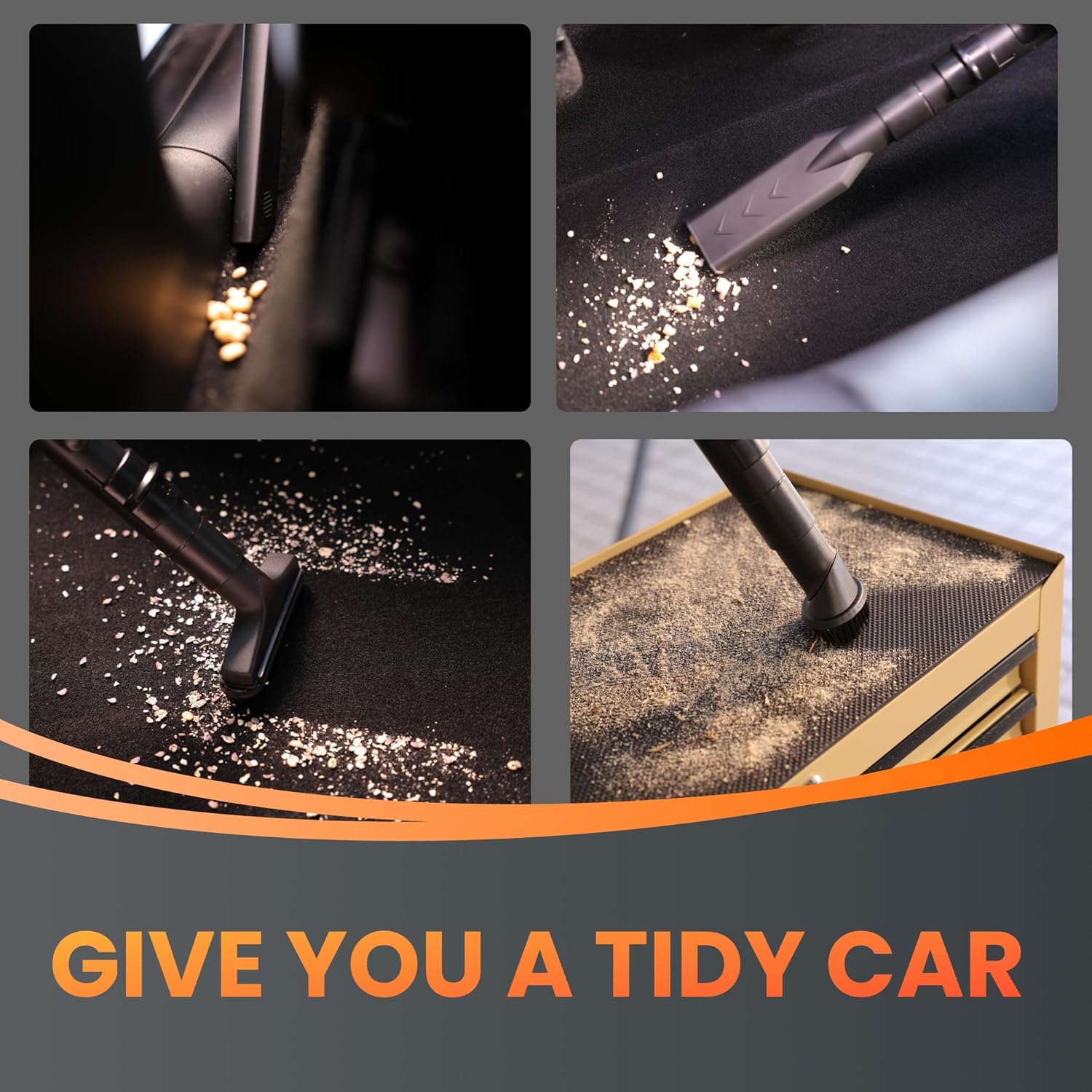 Giraffe Tools Grandstorm Retractable Vacuum with 30 FT Hose Anti-Kink, Wall-Mounted Vacuum Cleaner with 6 Nozzles for Garage Detailing Remote Control Shop Vac, Grey