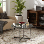 Round Coffee Table, Small Coffee Tables for Living Room, Wood Coffee Table with Metal Frame, Floor Table Desk for Sitting on The Floor, Home, Office, Farmhouse, Rustic Brown (23.6"D x 17.7"H)