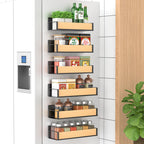 6 Pack Magnetic Spice Storage Rack Organizer for Refrigerator and Oven, Black Fridge Organizers and Storage